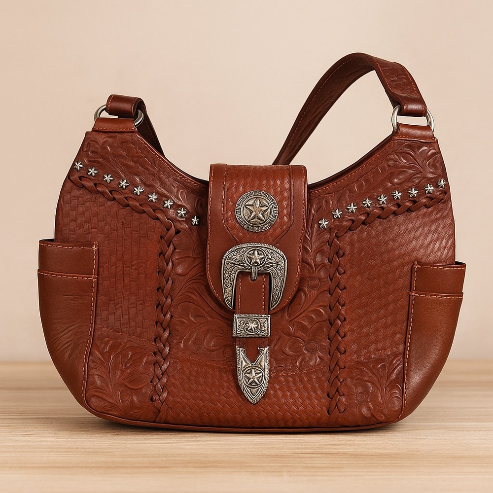 American West Brown Shoulder Bag with Western Flair
